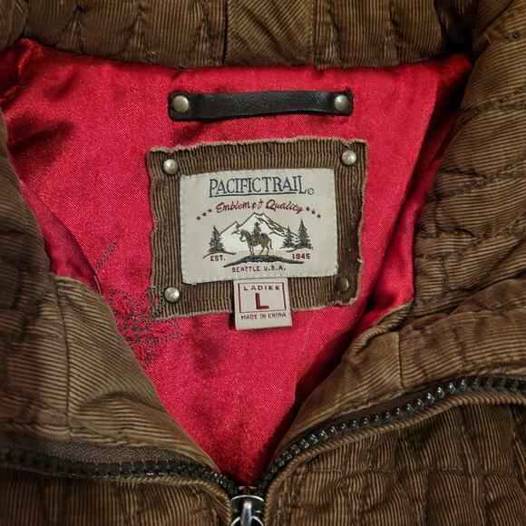 Vintage Pacific Trail Corduroy Full Zip Quilted Filled Jacket Brown Womens Large - Picture 4 of 9